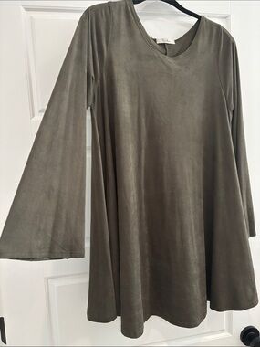 Tres Bien Olive Green Suede-Effect Tunic